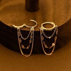 Elegant Gold Chain Hoop Earrings